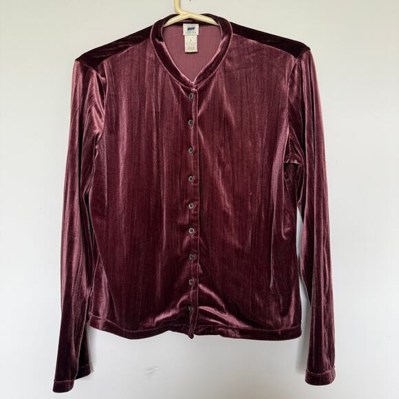 J. Jill Womens Velvet Top Small Purple Button Up Vintage 90s Y2K Witchy Vampire - Picture 2 of 5